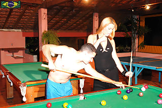 Patricia and her boy pool hall sex
