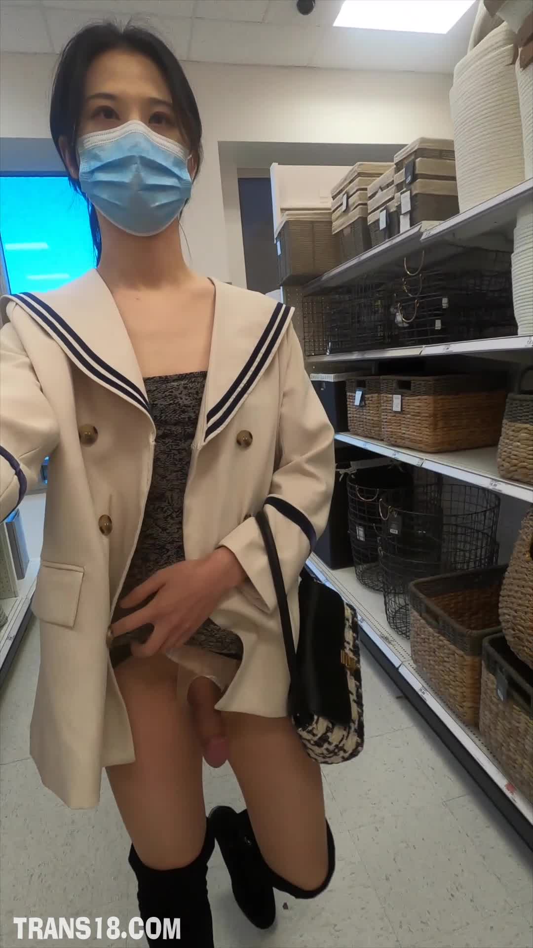 Suki Walking around jerking off in store Cumshot