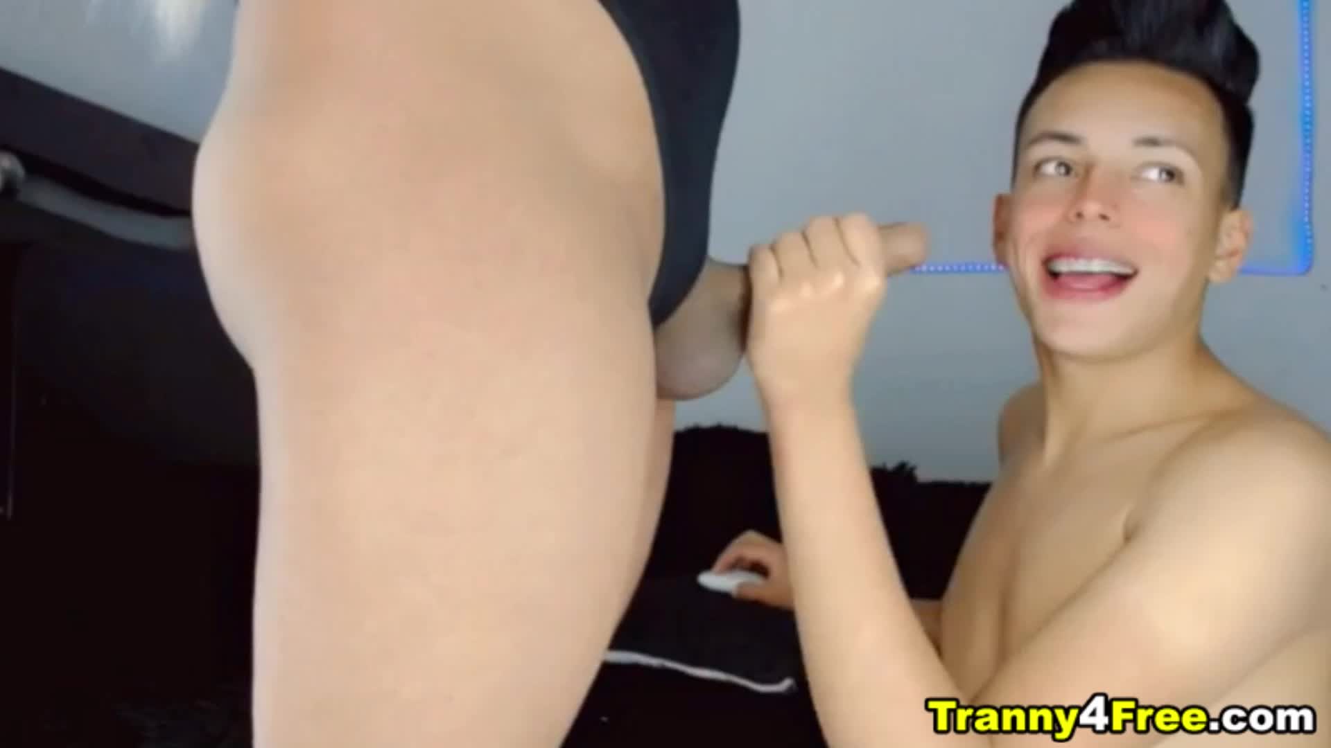 Two Attractive Tranny Fucking on Camera